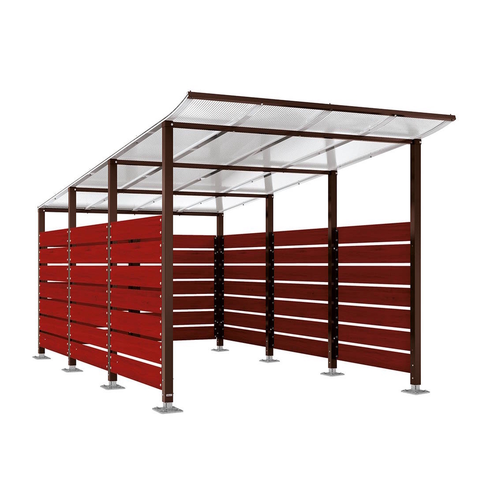Abri conteneurs Modulo RAL8017 - Stratifié acajou - Sur platines - Larg 2500mm Prof 4800mm - PROCITY - 599784.8017.ACAJ