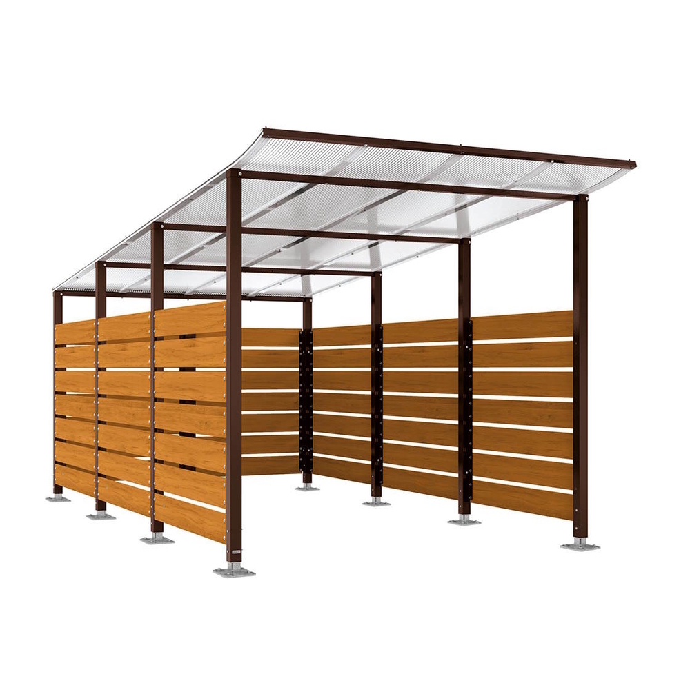 Abri conteneurs Modulo RAL8017 - Stratifié chêne clair - Sur platines - Larg 2500mm Prof 4800mm - PROCITY - 599784.8017.CHEC