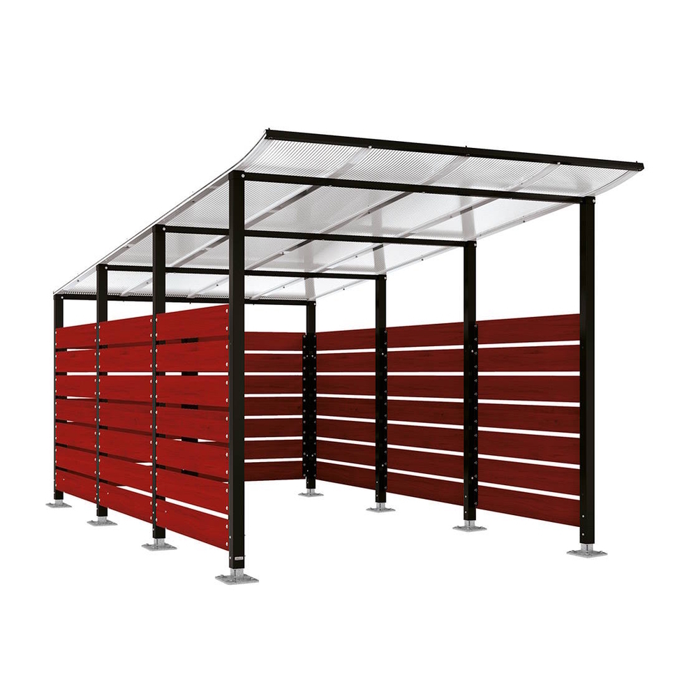 Abri conteneurs Modulo RAL9005 - Stratifié acajou - Sur platines - Larg 2500mm Prof 4800mm - PROCITY - 599784.9005.ACAJ