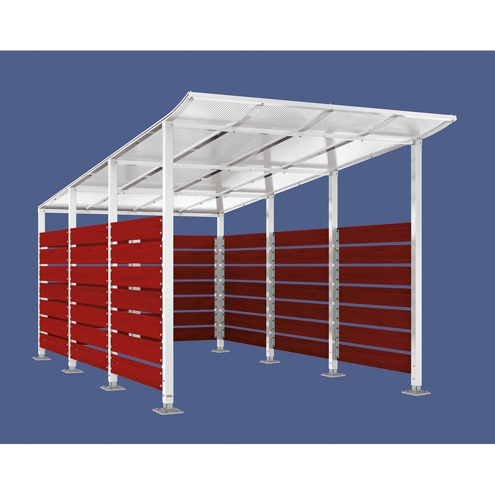Abri conteneurs Modulo RAL9010 - Stratifié acajou - Sur platines - Larg 2500mm Prof 4800mm - PROCITY - 599784.9010.ACAJ