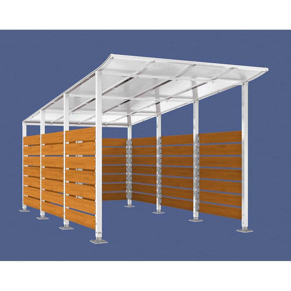 Abri conteneurs Modulo RAL9010 - Stratifié chêne clair - Sur platines - Larg 2500mm Prof 4800mm - PROCITY - 599784.9010.CHEC