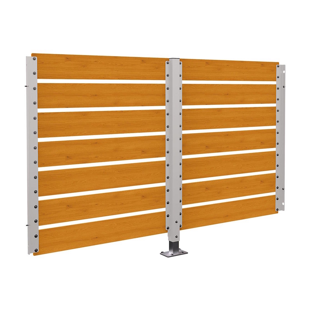 Bardage de retour avant 2500mm pour abri conteneurs Modulo RAL7044 - Stratifié chêne clair - Sur platines - PROCITY - 599788.7044.CHEC