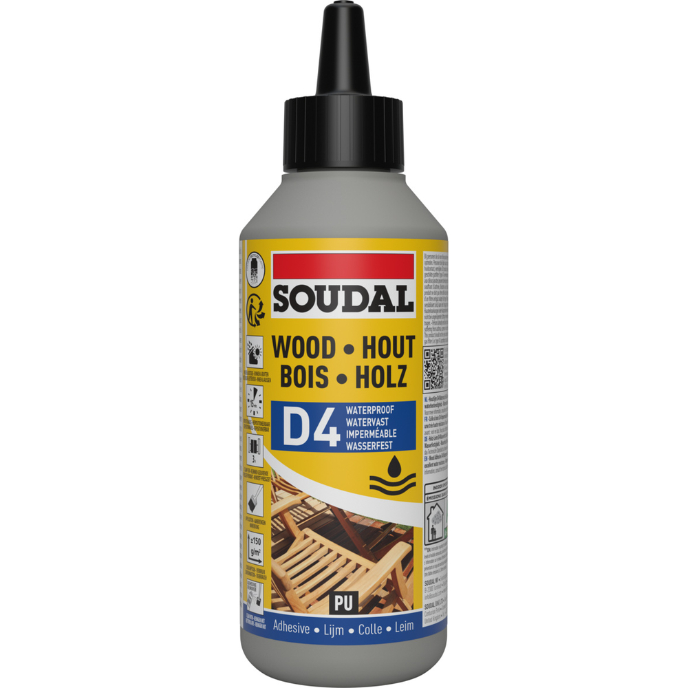 6 biberons 250gr de colle à bois brune résistante à l'eau d4 - SOUDAL - 100058