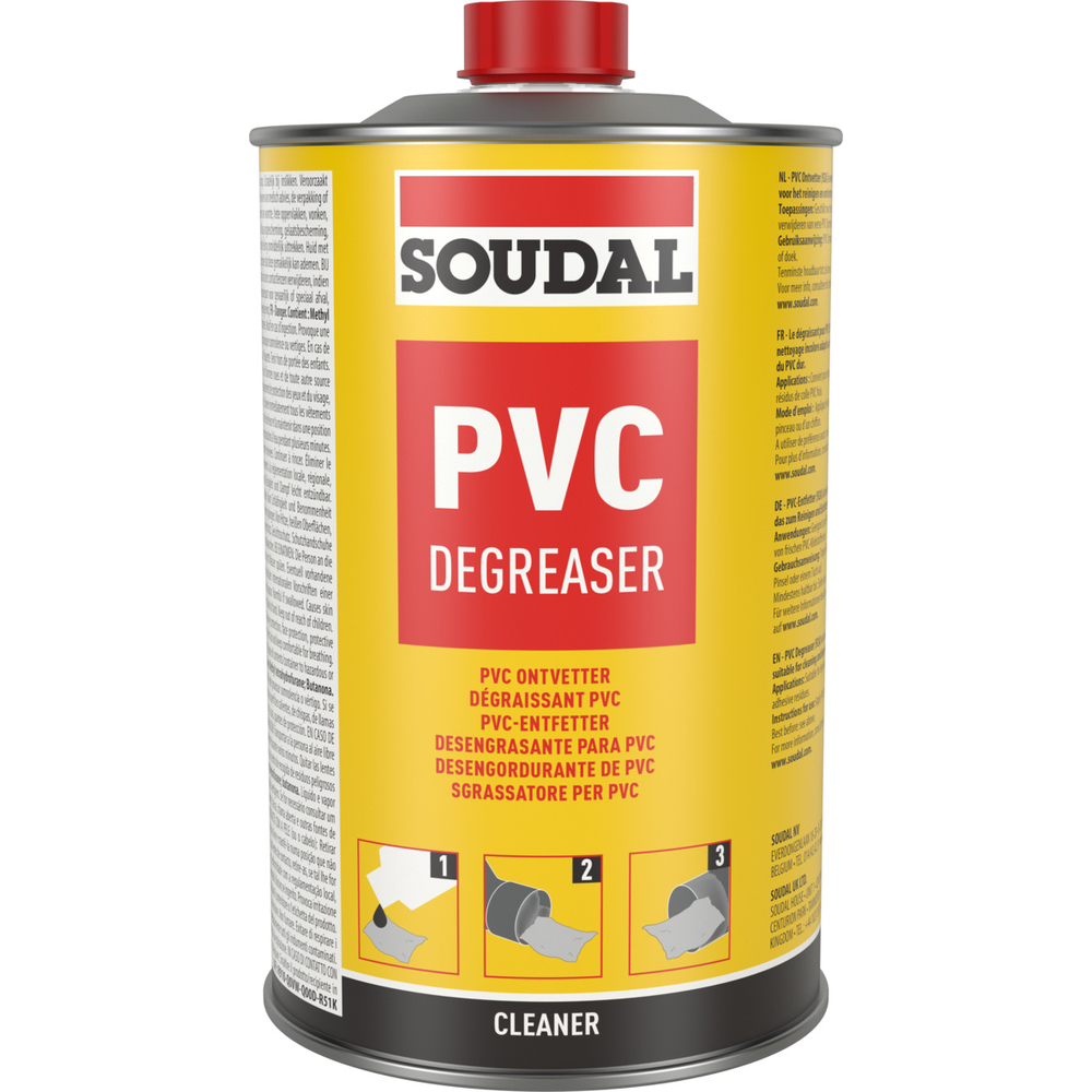6 flacons 1L dégraisseur pvc 92a - SOUDAL - 100076