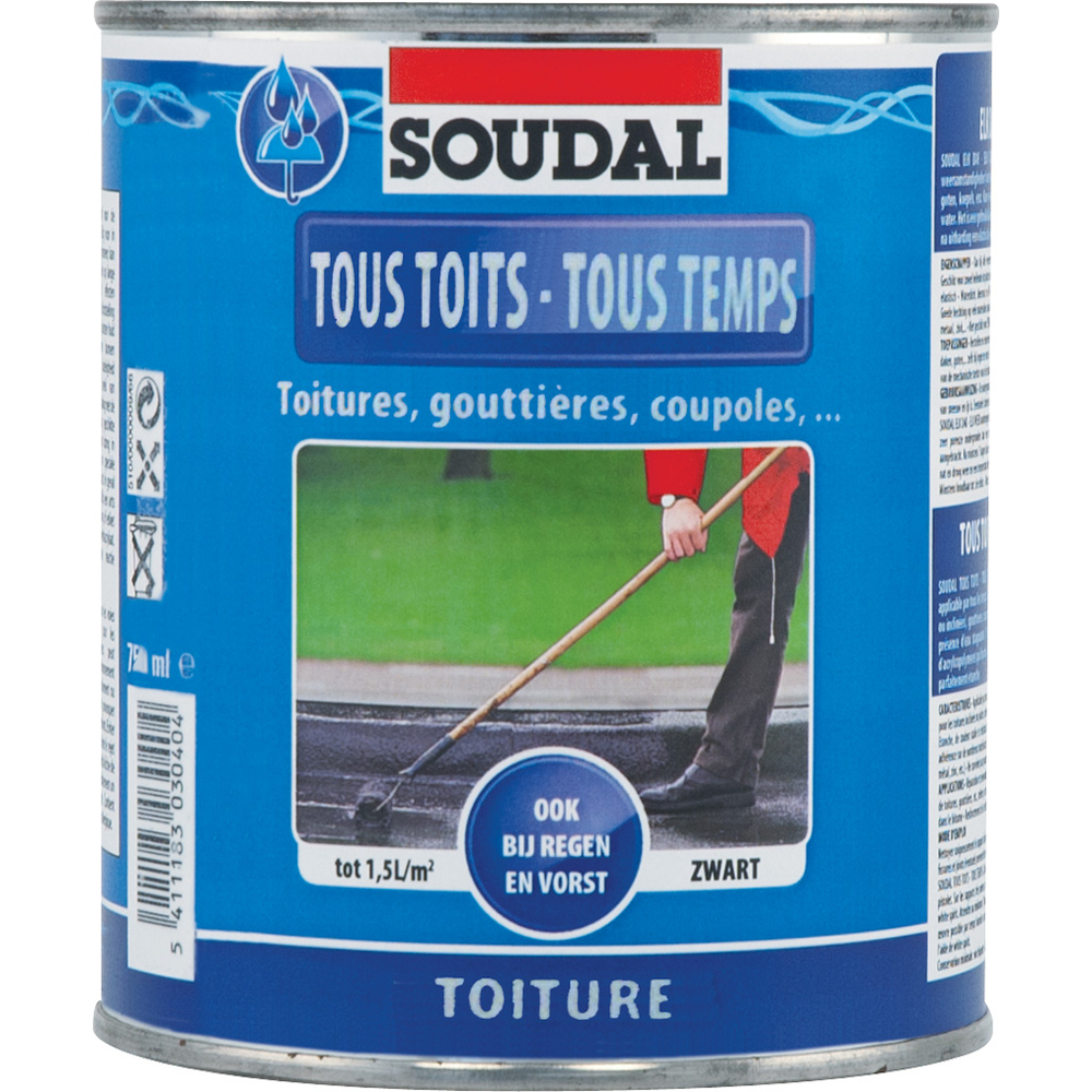 6 pots 750 ml tous toits-tous temps noir - SOUDAL - 101523