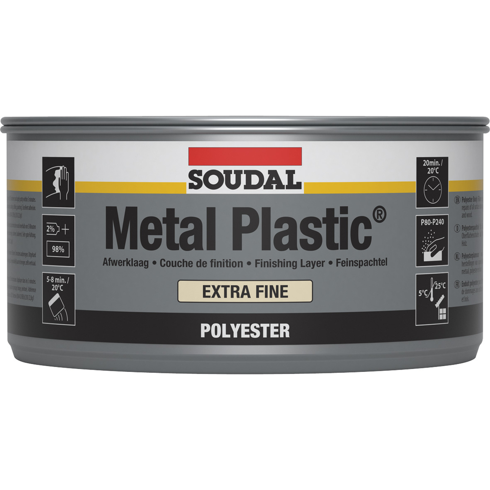12 boîtes métalliques 1 kg metal plastique extra fin blanc - SOUDAL - 103424