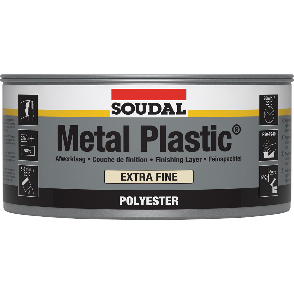 6 boîtes métalliques 2 kg metal plastique extra fin blanc - SOUDAL - 103425