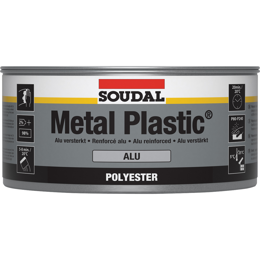 6 boîtes métalliques 2 kg metal plastique gris alu - SOUDAL - 103426