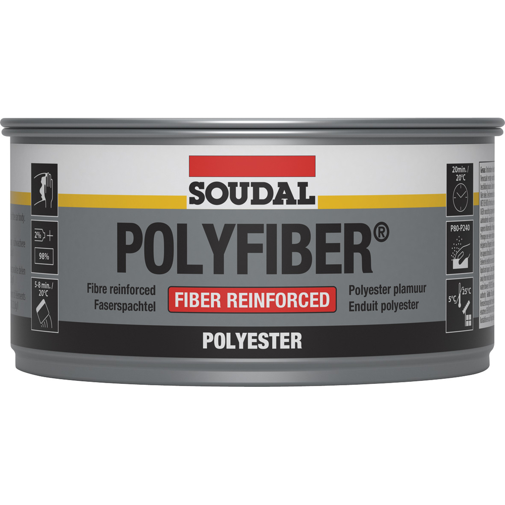 12 boîtes métalliques 250 gr polyfiber choucroute gris - SOUDAL - 103431