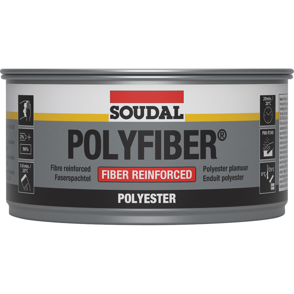 12 boîtes métalliques 500 gr polyfiber choucroute gris - SOUDAL - 103432