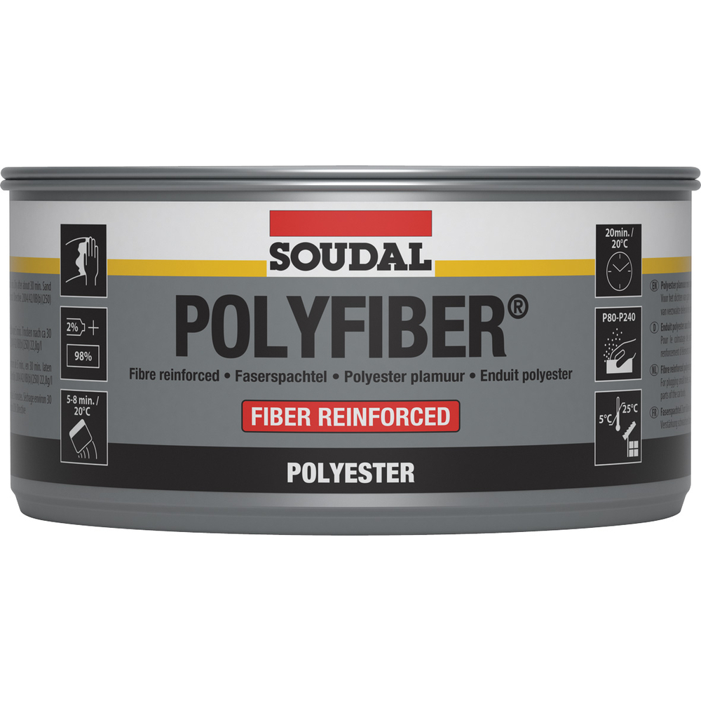 12 boîtes métalliques 1 kg polyfiber choucroute gris - SOUDAL - 103433