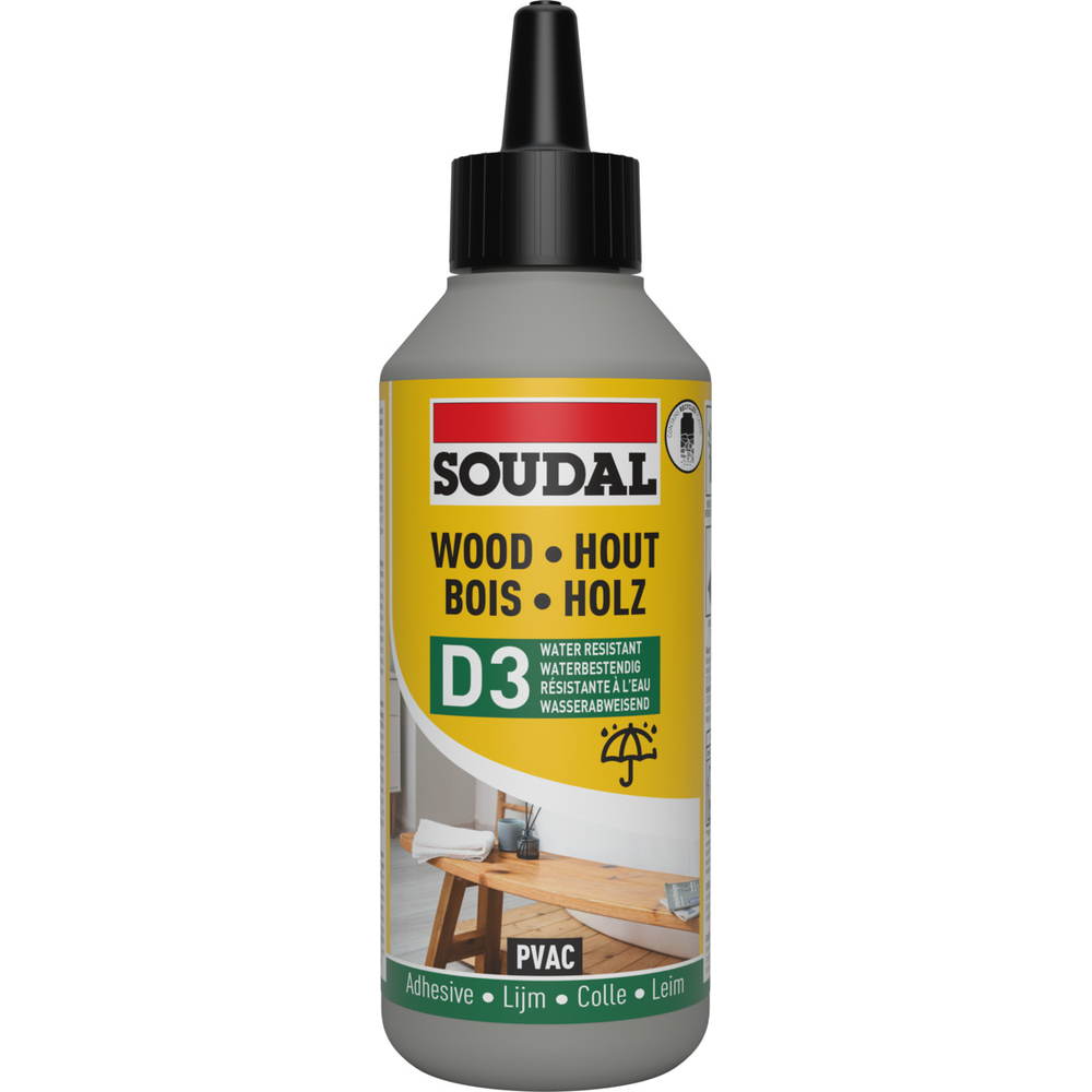 6 biberons 250gr de colle à bois blanche résistante à l'eau d3 - SOUDAL - 103968