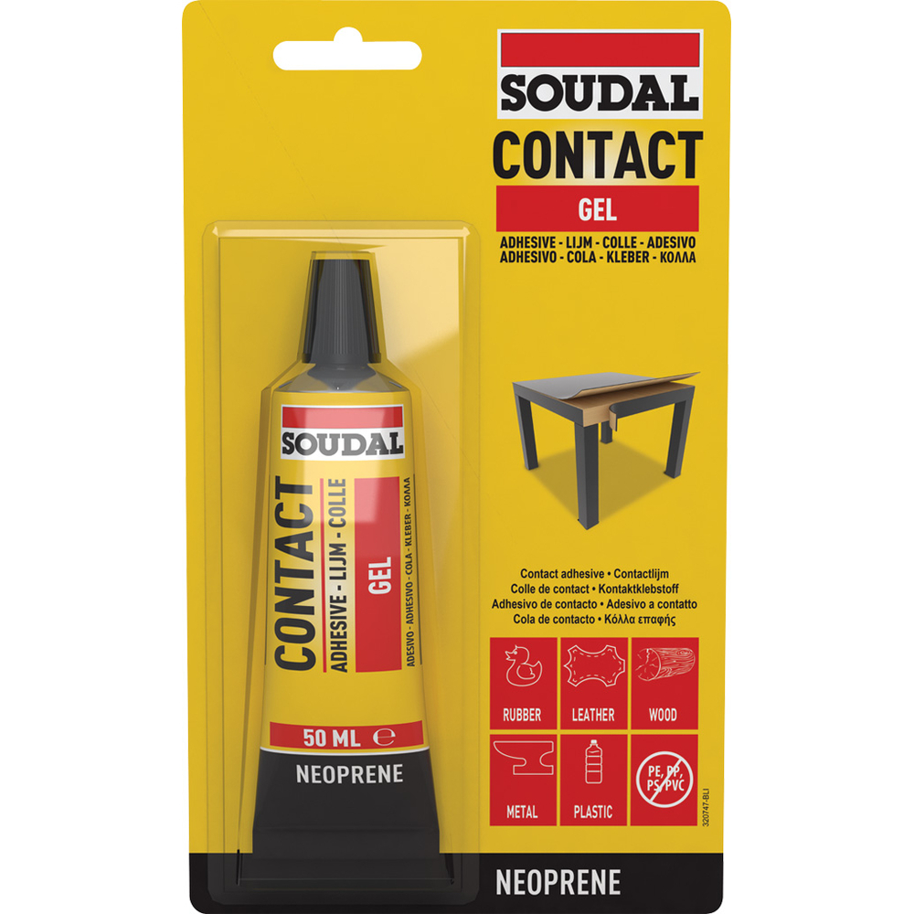 10 tubes en blister 50 ml colle néoprène gel 46a - SOUDAL - 104808