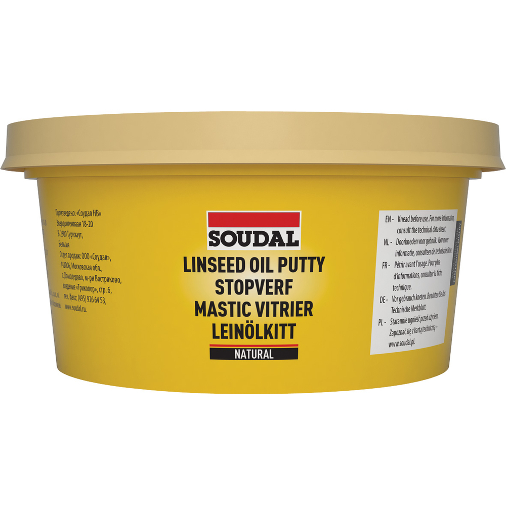 6 pots 500 gr mastic vitrier naturel - SOUDAL - 106749