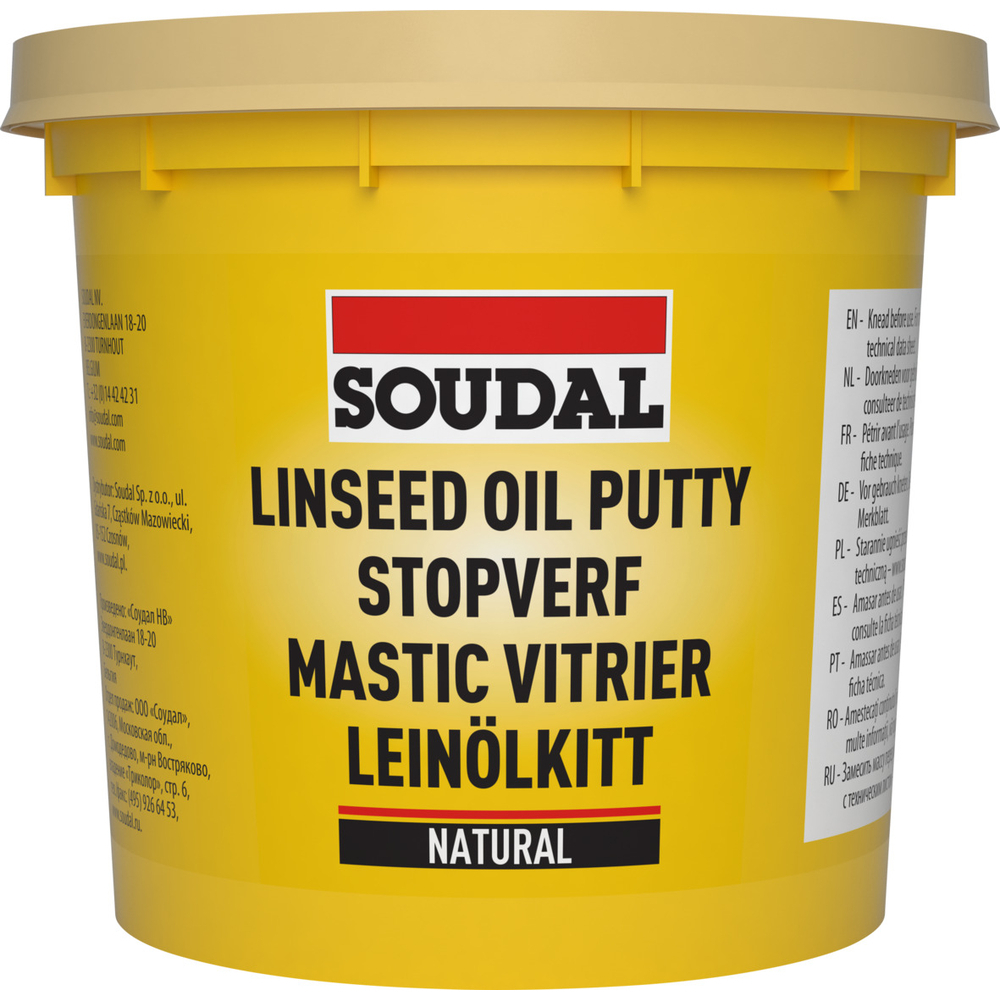6 pots 1 kg mastic vitrier naturel - SOUDAL - 106751