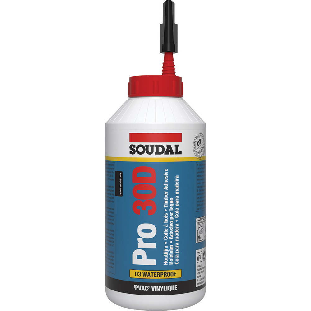 6 biberons 750gr de colle à bois blanche résistante à l'eau pro 30d - SOUDAL - 108769