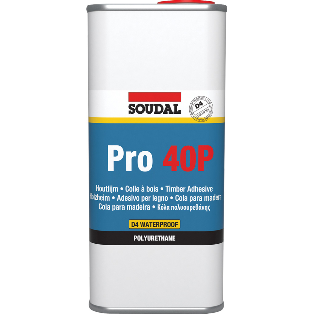 4 bidons 5 kg avec bec verseur colle à bois brune résistante à l'eau pro 40p - SOUDAL - 108901