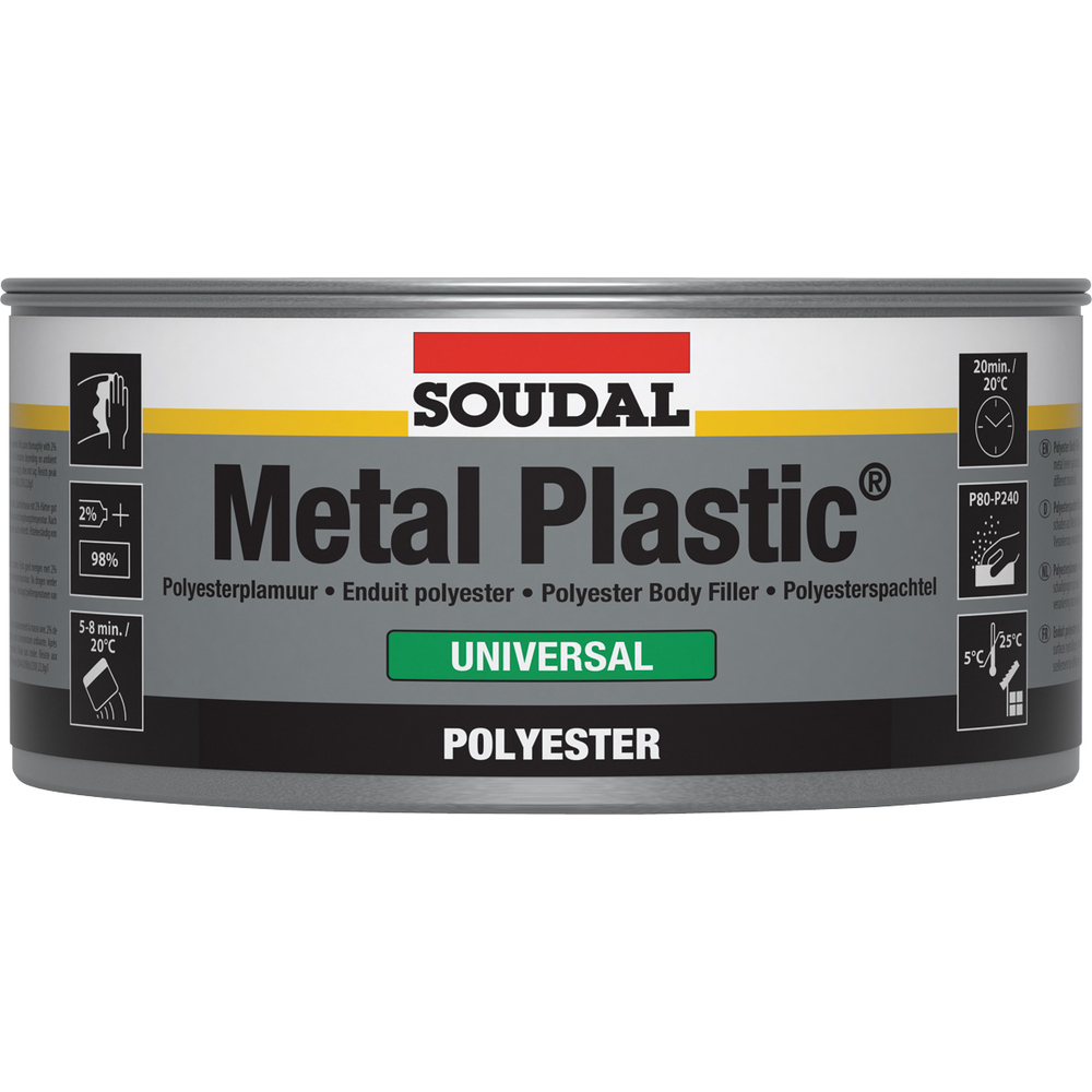 6 boîtes métalliques 2 kg metal plastic universel - SOUDAL - 110347