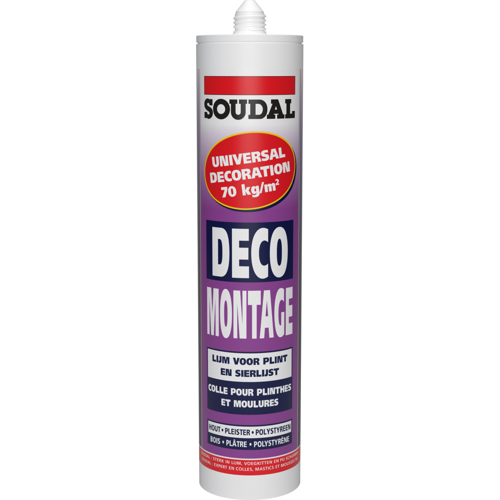 12 cartouches 310 ml colle fixation déco montage extra blanc - SOUDAL - 111920