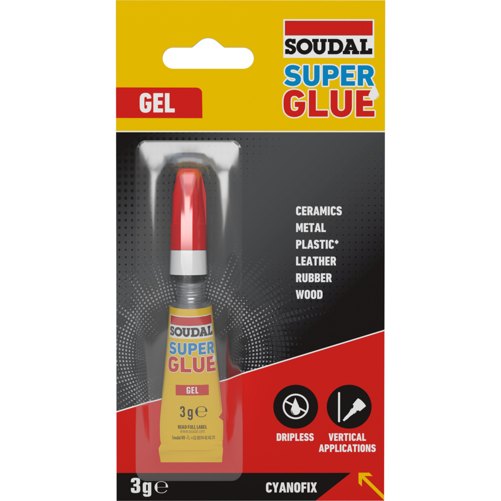 12 tubes en blister 3 gr soudal super glue gel - SOUDAL - 116390