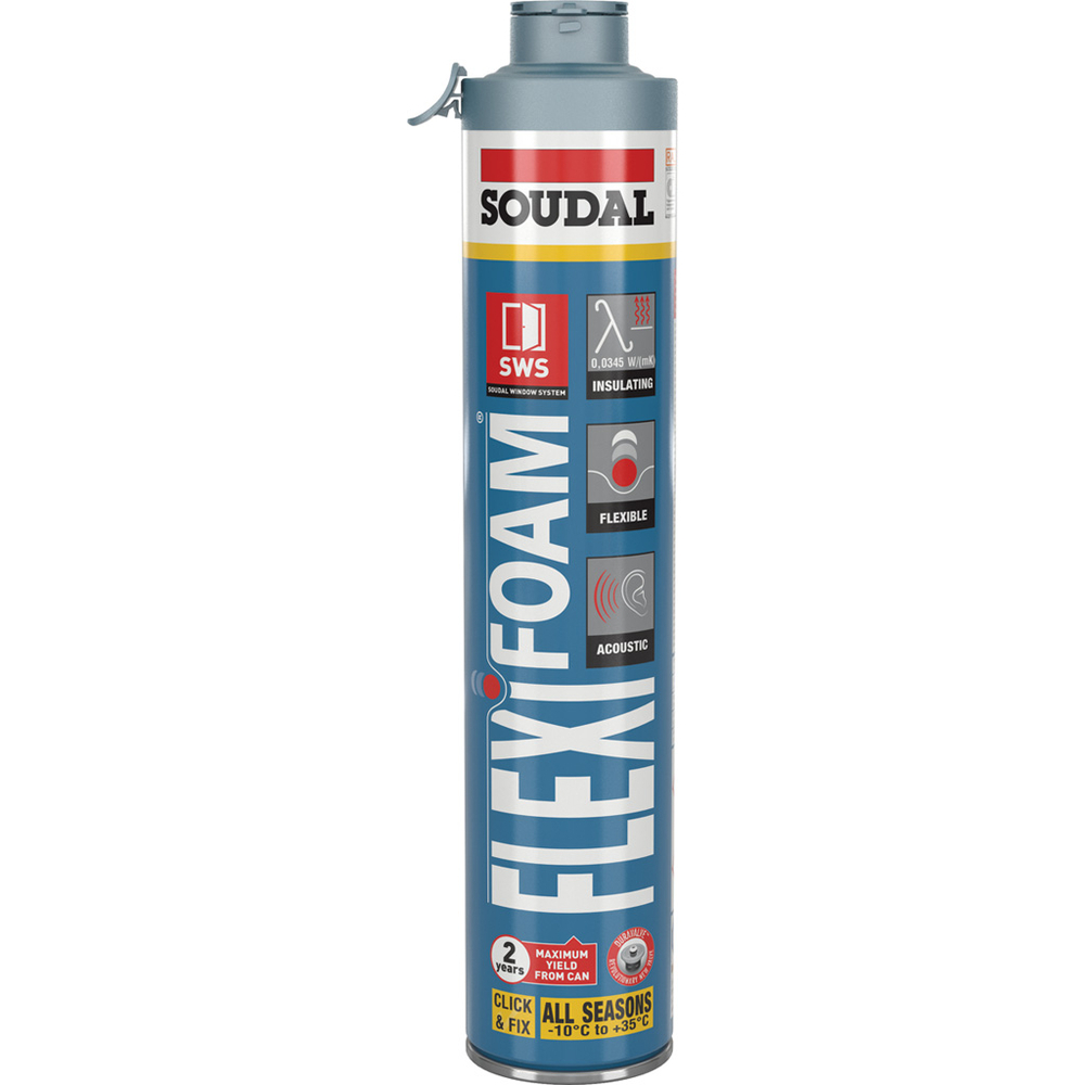 12 aérosols 750ml de flexifoam pistolable click & fix duravalve bleu - SOUDAL - 118318