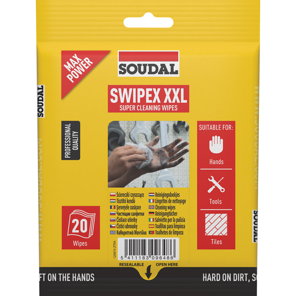 12 pochettes 20 lingettes swipex nettoyantes - SOUDAL - 120874