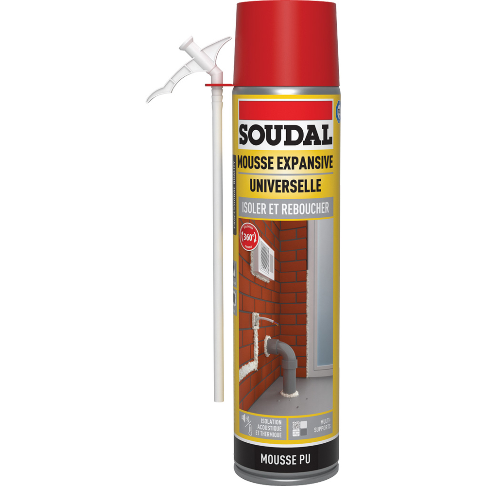 12 aérosols 500ml de mousse expansive universelle isoler & reboucher < 1% - B3 beige - SOUDAL - 123202