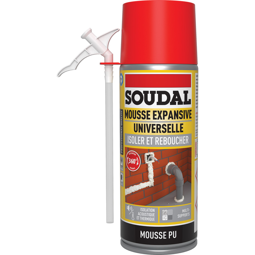 12 aérosols 300ml de mousse expansive universelle isoler & reboucher < 1% - B3 beige - SOUDAL - 123293