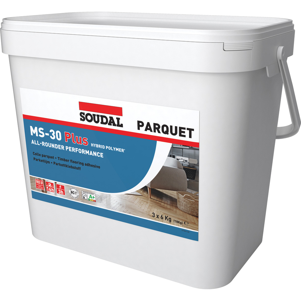 Seau 18 kg colle parquet ms-30 plus 3x6 kg brun clair - SOUDAL - 124167
