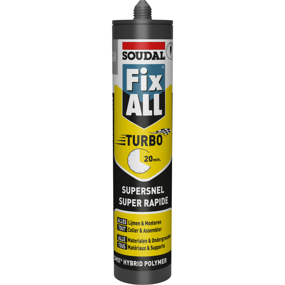 12 cartouches 290 ml fix all turbo gris - SOUDAL - 124805