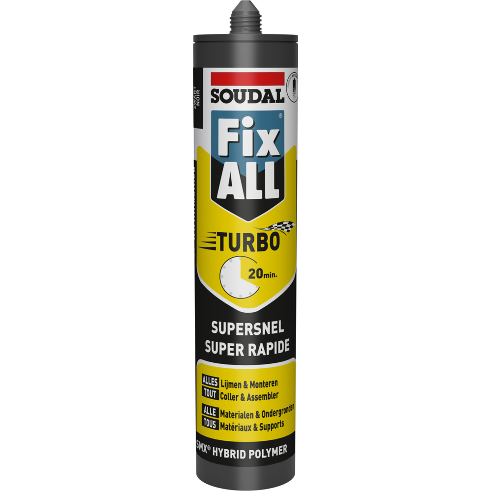 12 cartouches 290 ml fix all turbo noir - SOUDAL - 124806