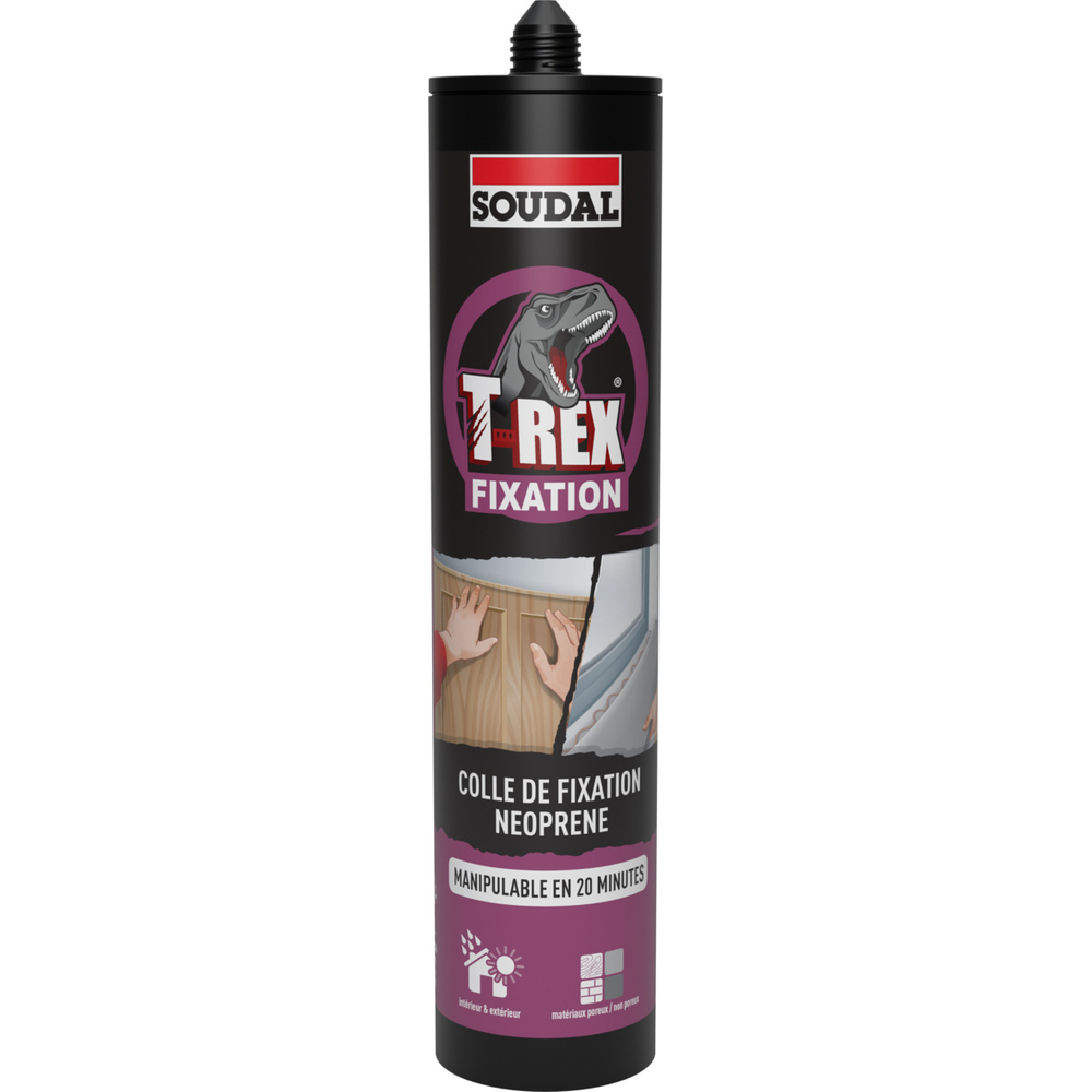 12 cartouches 375 gr T-rex fixation néoprene violet - SOUDAL - 130436