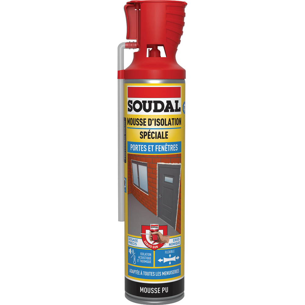 12 aérosols 500ml de mousse d'isolation porte & fenêtres genius gun < 1% - B3 beige - SOUDAL - 131639