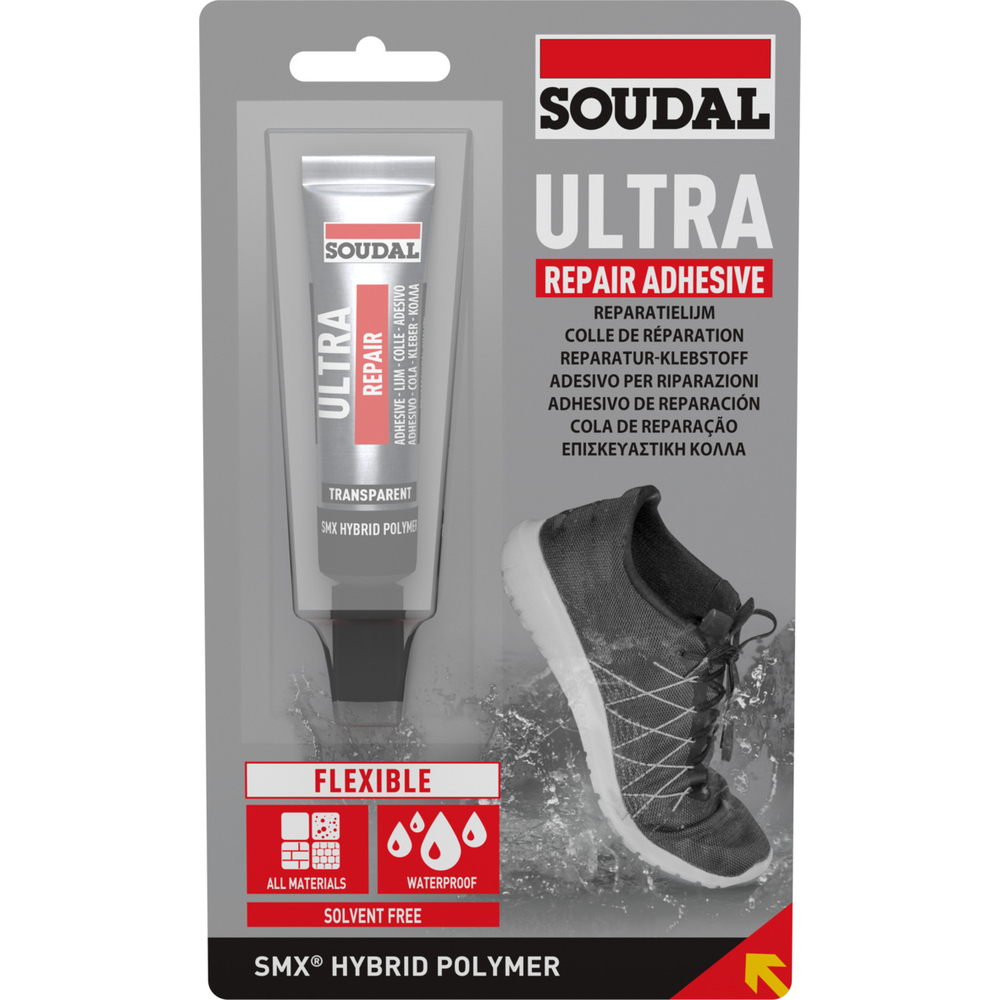 10 tubes en blister 20 ml ultra repair adhesive transparent - SOUDAL - 134478