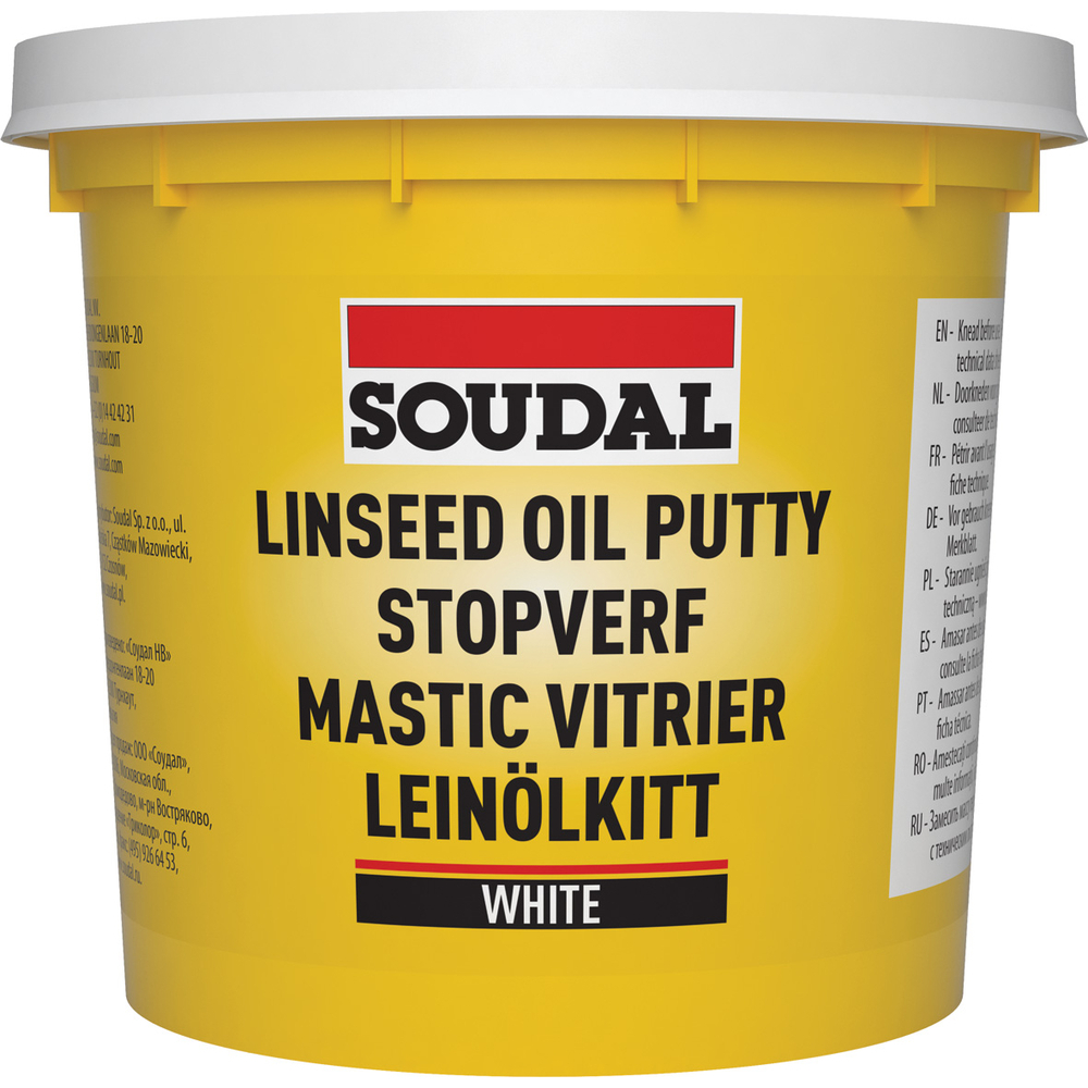 6 pots 1 kg mastic vitrier blanc - SOUDAL - 135481