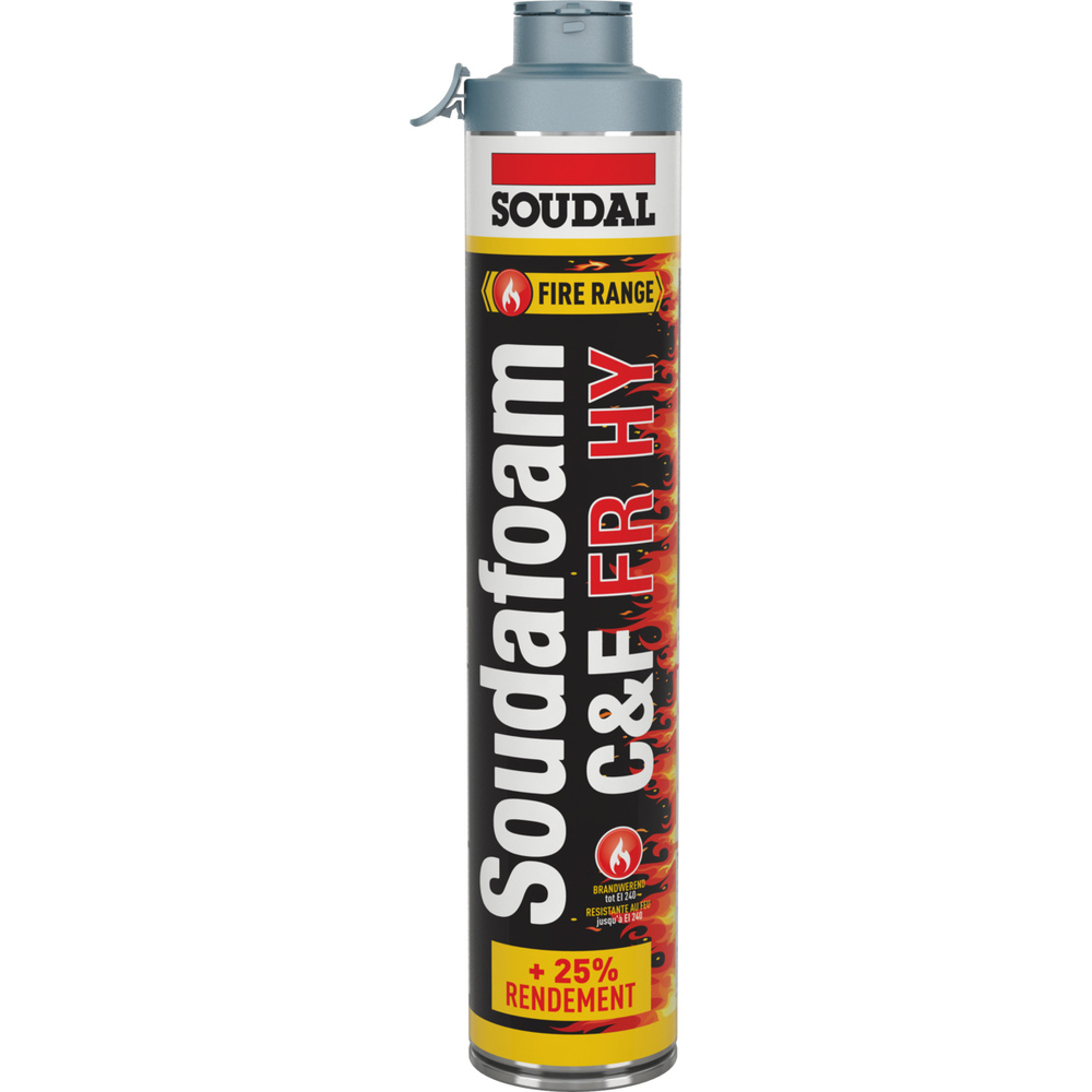 12 aérosols 750ml de SOUDAFOAM FR HY pistolable click & fix duravalve rouge - SOUDAL - 146751