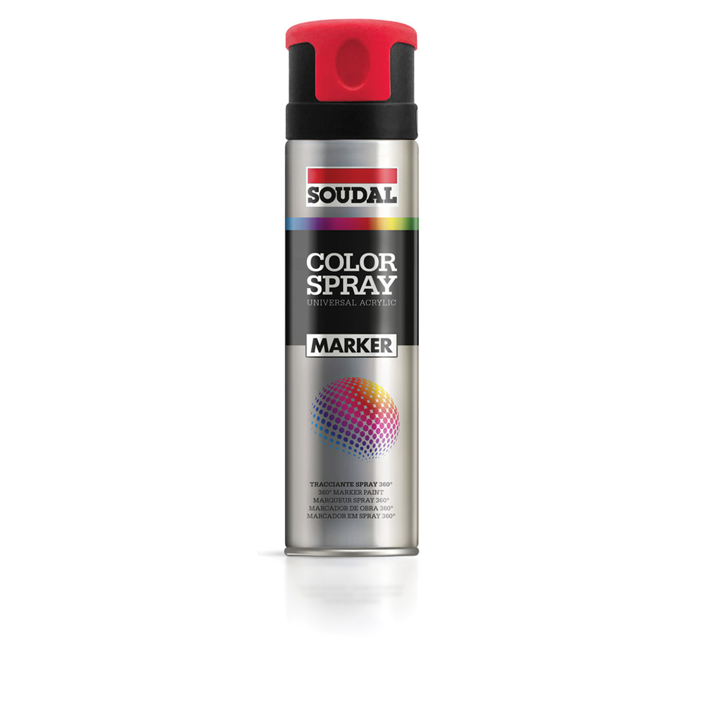 12 aérosols 500ml de color spray traceur de chantier rouge fluo - SOUDAL - 155570