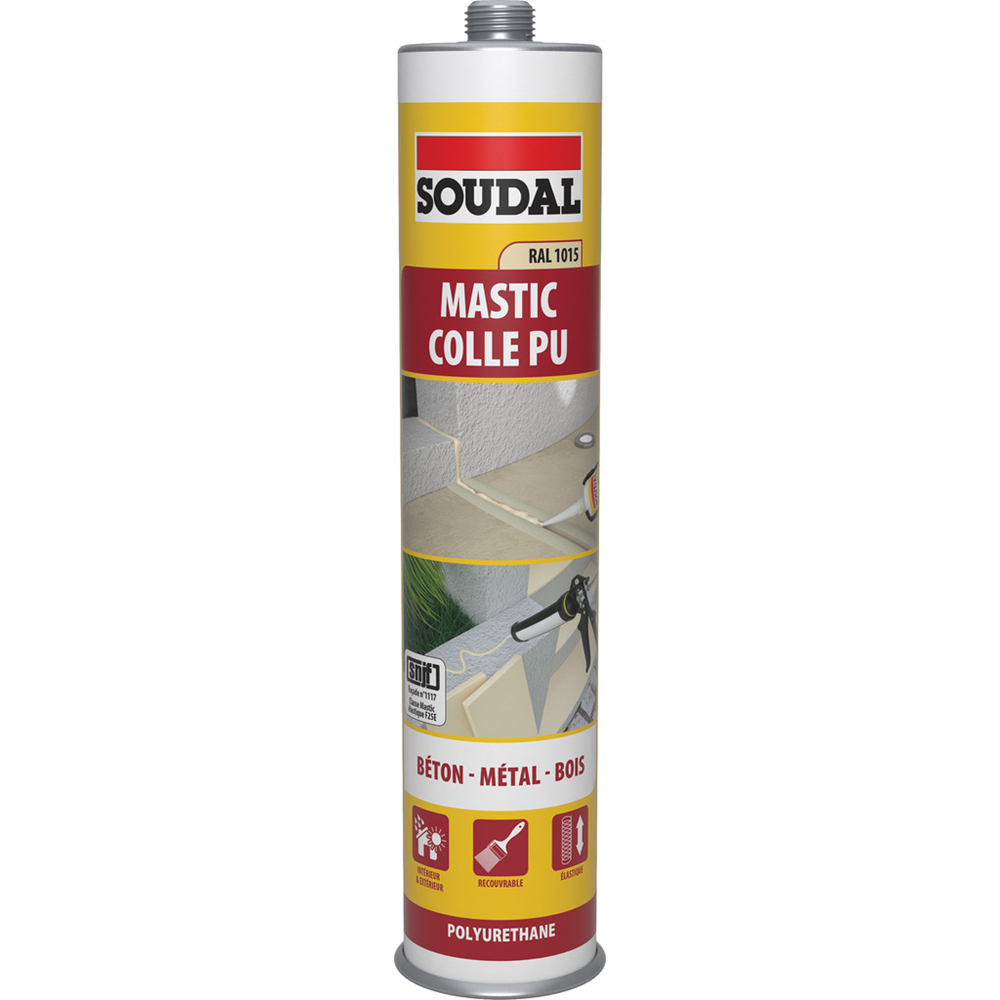12 cartouches 280 ml mastic colle PU ton pierre beige ral 1015 - SOUDAL - 155637