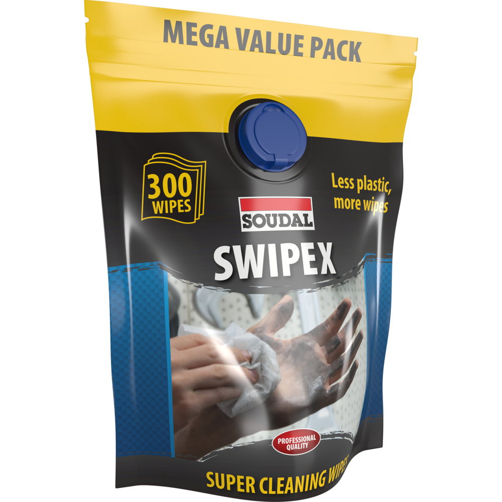 5 poches distributrices 300 lingettes swipex nettoyantes XXL - SOUDAL - 158898