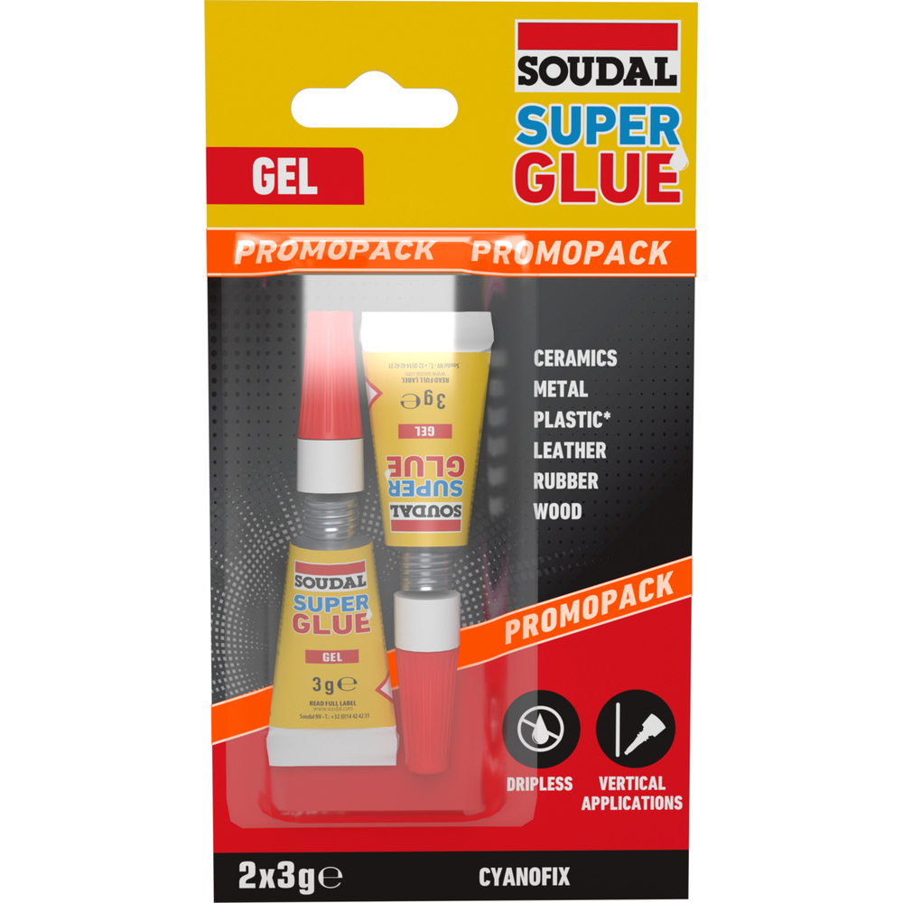 12 tubes en blister 2 x 3 gr soudal super glue gel - SOUDAL - 160038