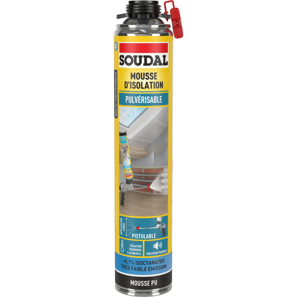12 aérosols 700ml de mousse d'isolation pulvérisable gun vis < 0,1 % - B3 blanc - SOUDAL - 161270