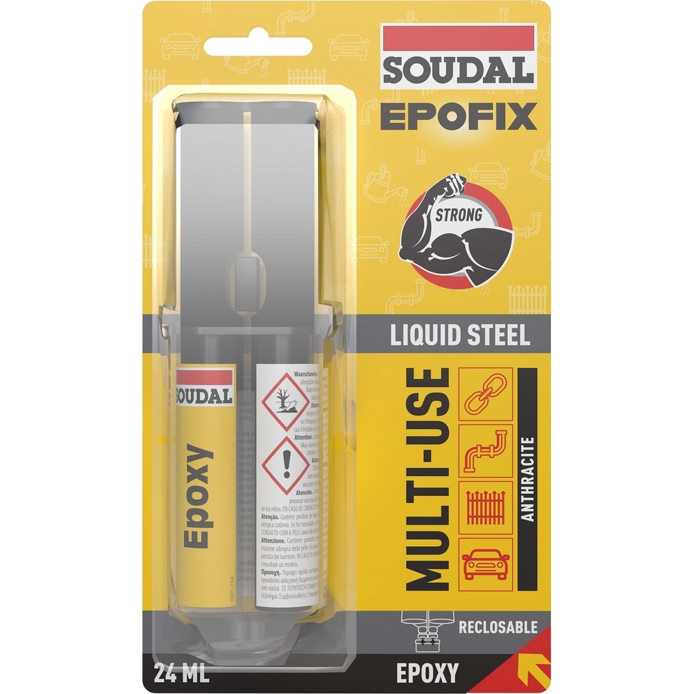 12 seringues en blister 24 ml colle epoxy anthracite - SOUDAL - 169157