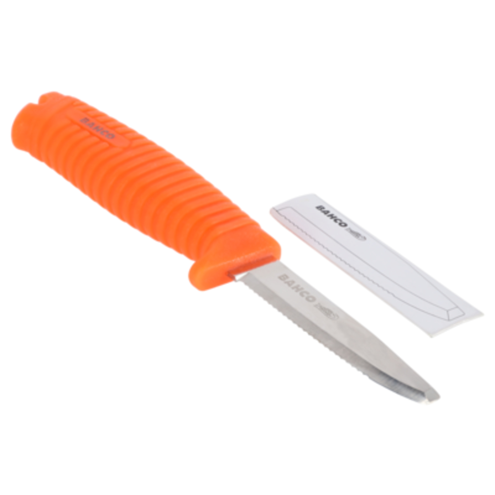 Couteau flottant lame crantée 100 mm manche fluorescent avec étui BAHCO - 1446-FLOAT-B