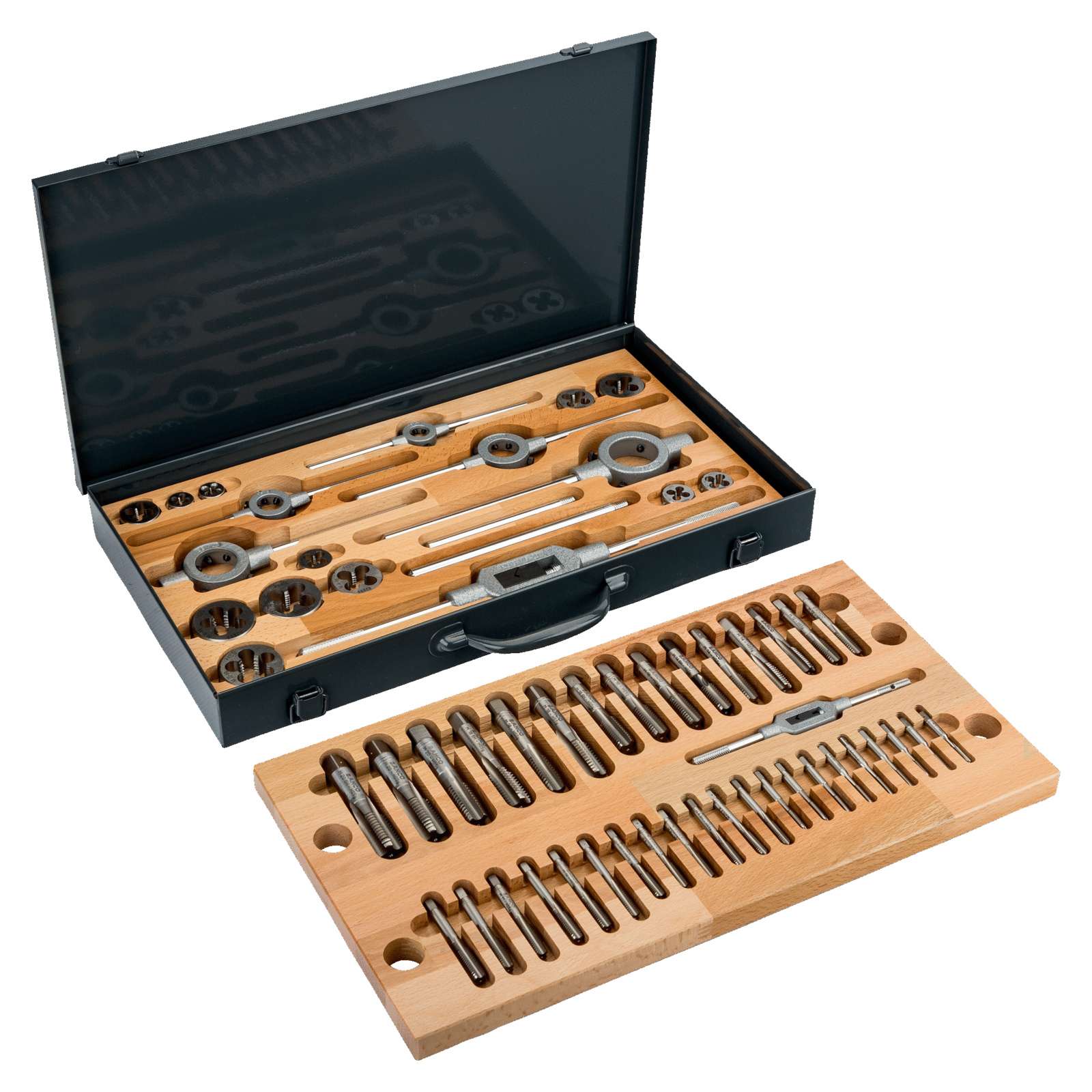 Jeu de tarauds et filières métriques M5-M20 55 pièces avec porte-tarauds et porte-filières BAHCO - 1460M/2