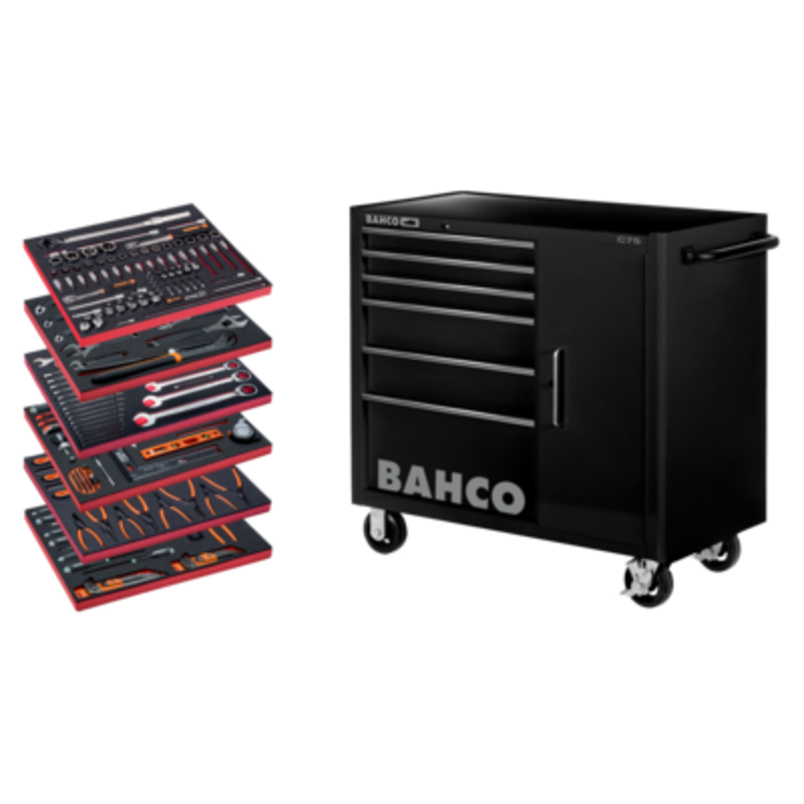 Servante d'atelier 210 outils 6 tiroirs verrouillage Lock&Go! BAHCO - 1475KXL6CBK-FF5