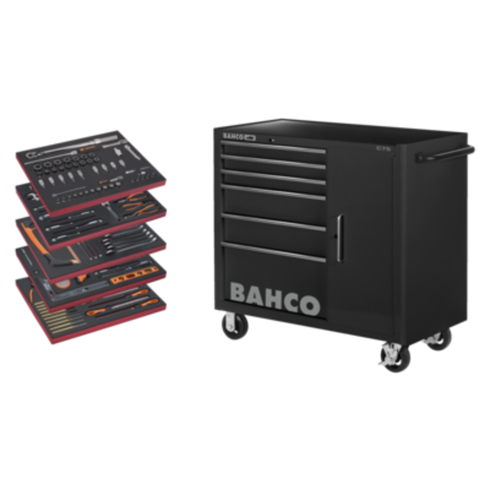 Servante d'atelier 187 outils 6 tiroirs verrouillage Lock&Go! BAHCO - 1475KXL6CBK-FF6