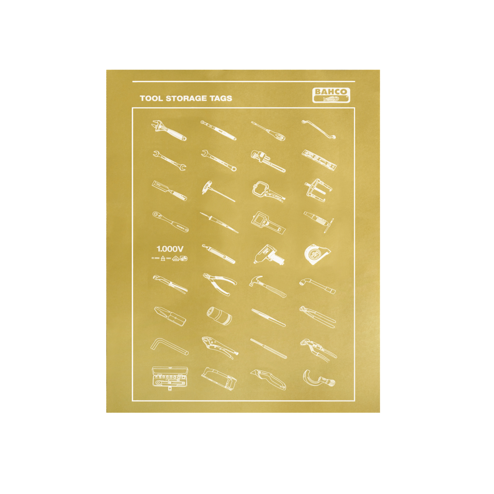 Feuille d'étiquettes vinyle blanc transparent pour servante storage HUB 300 x 210 mm BAHCO - 1477K-AC23