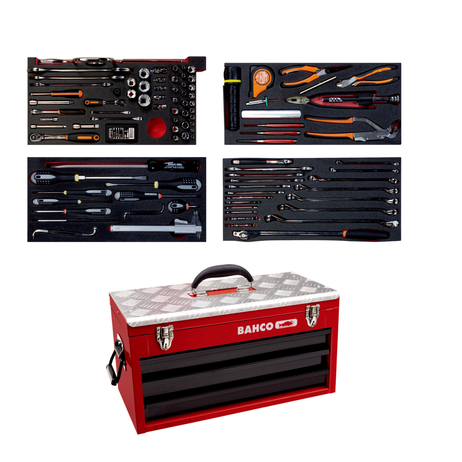 Kit d’outils aviation 129 pcs caisse métallique usage intensif BAHCO - 1483KHD3RB-FF1