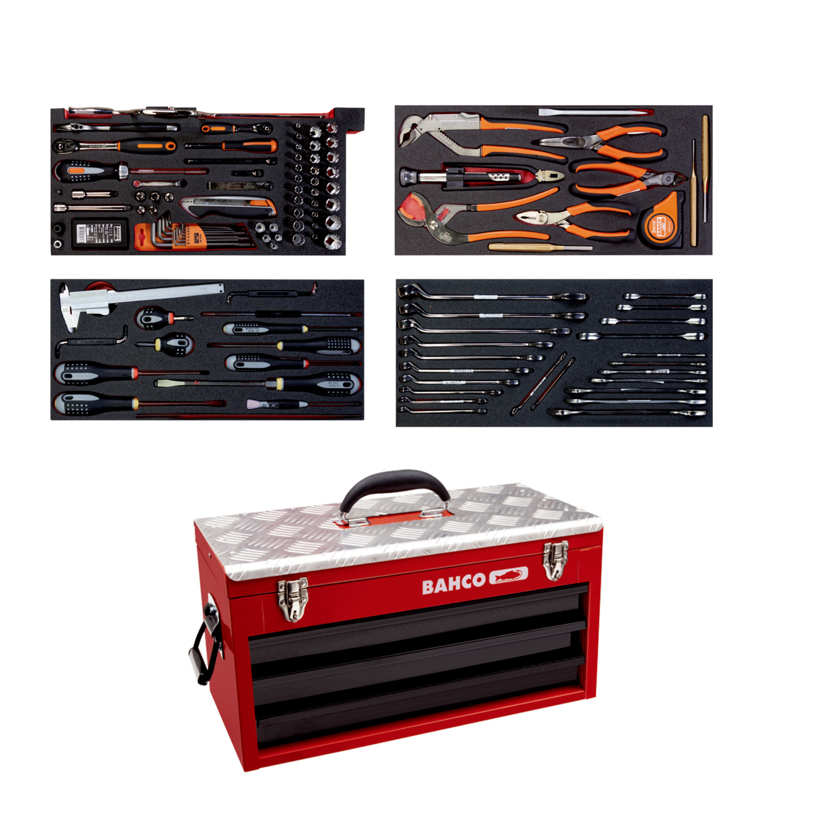 Kit d’outils aviation 152 pcs caisse métallique usage intensif BAHCO - 1483KHD3RB-FF2