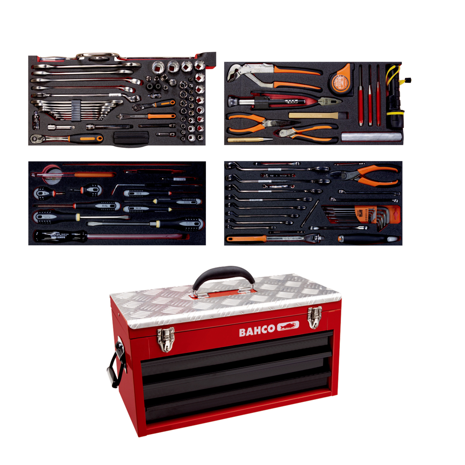 Kit d’outils aviation 137 pièces caisse métallique 3 tiroirs usage intensif BAHCO - 1483KHD3RB-FF5